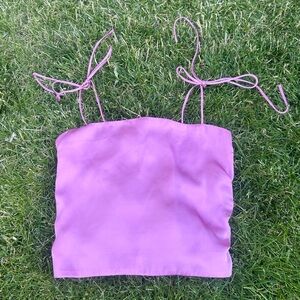 Urban Outfitters Top Satin Silk Tie Tank Cropped Cami Smock Cropped Shirt UO